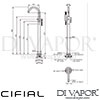 Cifial 32422TH-X20 U PVD X20 Single Leg Floor Standing Bath Shower Mixer Dimensions